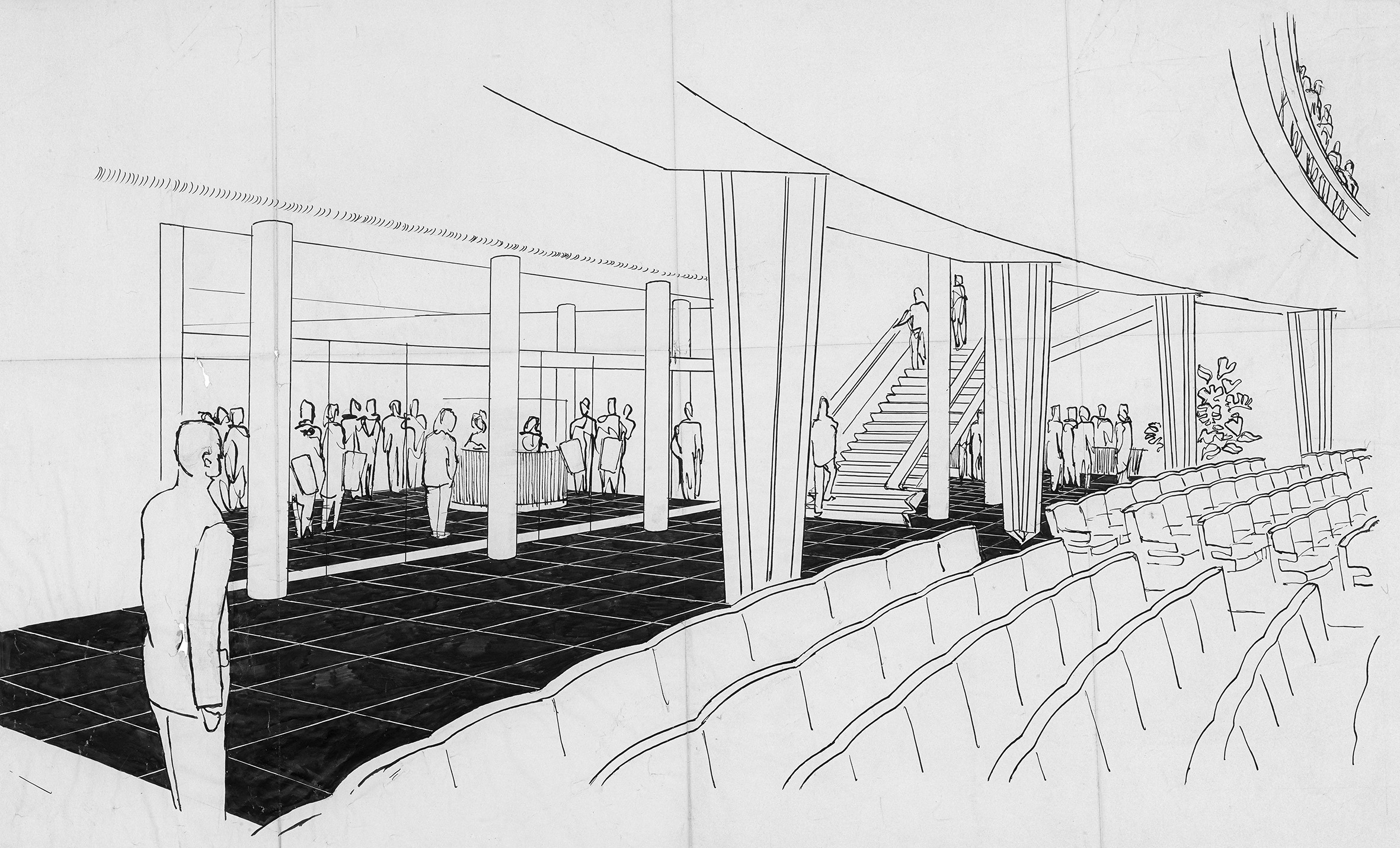 Plan du lobby du Plaza dessiné par Saugey