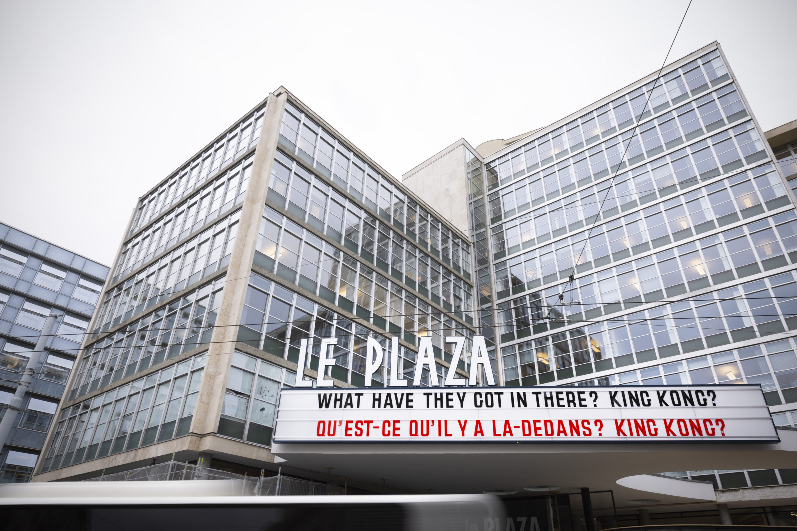Installation by artist Christian Robert-Tissot on the Plaza sign, winter 2024-2025.